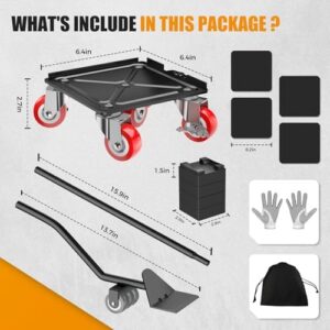 Furniture Dolly,Furniture Mover Pro Set,Furniture Lifter with 5 360° Rotatable Rubber Universal Wheels,Carbon Steel Panel Furniture Movers,Maximum Load 3307LBS.Red. - Image 3