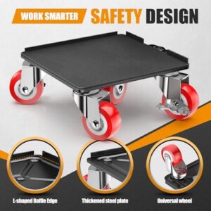 Furniture Dolly,Furniture Mover Pro Set,Furniture Lifter with 5 360° Rotatable Rubber Universal Wheels,Carbon Steel Panel Furniture Movers,Maximum Load 3307LBS.Red. - Image 4