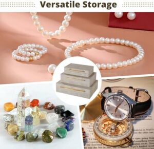 Faux Leather Decorative Jewelry Storage Boxes, Set of 3 Large Stackable Decorative Storage Boxes with Lids, Storage Nesting Organizer for Home Decor - Image 5