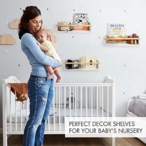 Decorative Nursery Bookshelves for Kids - Set of 3 Easy to Install Floating Shelves for Wall Mount - Beautiful Hanging Organizer Furniture for Your Baby Boy or Girl's Bedroom and Play Room Decor - Image 4