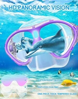 Gintenco Kids Snorkel Set, Diving Mask for Children as Unisex Kids Swimming Goggles, Anti-Fog Diving Mask and Dry Top Snorkel Combo Set for Junior and Youth - Image 6