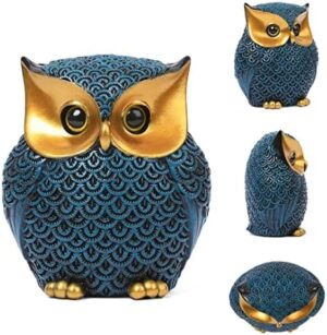 Owl Decor Home Décor Accents Small Decor Items for Shelf Owl Figurines Home Decor Owl Decorations for Home, Office, Gifts for Owl Lover (Blue) - Image 5