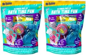 Mr. Bubble Ultimate Pack of Bath Time Fun 4 Favorites, Bath Potion, Bath Bomb, Soap Stickers, Bubble Bath (Pack of 2)