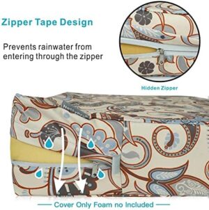 NettyPro Patio Chair Seat Cushion Covers Set 4, Waterproof Outdoor Furniture Cushion Slipcovers with Zipper and Tie, 21 x 19 x 3 Inch, Replacement Cover Only, Vintage - Image 4