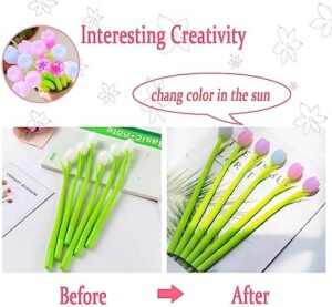 Color Changing Flower Pens,12PCS Ballpoint Pens Colorful Gel Ink Rollerball Pens Black 0.5mm (12 pack,Colored Tulip) for School Home Office Stationery Store Kids Girls - Image 3