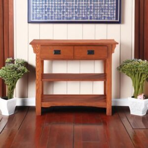 Leick Home 8261 Mission Bookcase Console Table with Drawers, Made with Solid Wood, for Living Room, Entry Way, Office, Bedrooms, Russet Finish - Image 8
