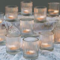 48 Pcs Votive Candle Holders - 2x2.5inchs Clear Glass Tea Lights Candle Holders in Bulk for Table Centerpiece, Tealight Candle Holder for Weddings, Home Decor, Baby Shower (Clear, 48)