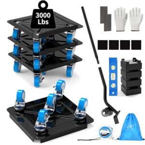 Heavy Duty Furniture Dolly 360° Rotating 5 Wheels, Alloy Steel 3000 lbs Load Capacity Furniture Movers with Measuring Tape & Leveler - Image 9
