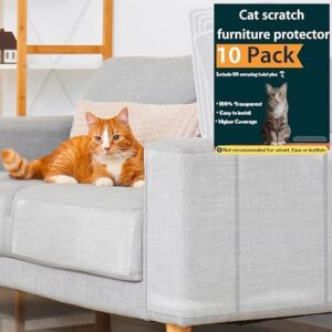 Anti Cat Scratch Furniture Protector, 10-Pack Couch Protector from Cat Claws – Heavy-Duty, Easy-to-Apply Scratching Deterrent and Shield for Sofa Corners, Walls, Doors- with 50 Twist Pins - Image 9
