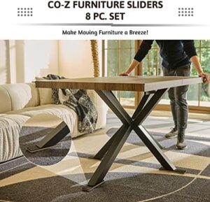 CO-Z Large Furniture Sliders - 8 Pack, 2 1/2" x 9" Rectangle Reusable Furniture Sliders for Carpet, Heavy-Duty Furniture Gliders Movers for Hardwood Floors, Plastic Moving Pads for Heavy Furniture - Image 2