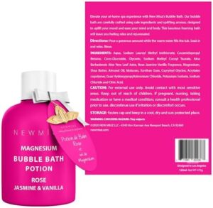 Magnesium Bubble Bath Rose Jasmine Vanilla Long Lasting Foam for Sore Muscles Epsom Salt Moisturizing Relaxing Stress Relief Spa Gift for Women - Image 7