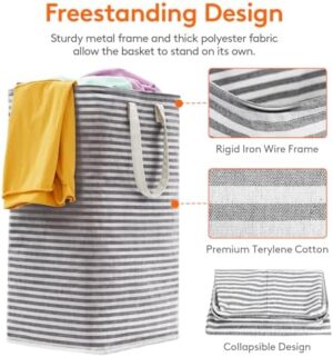 Lifewit 2 Pack Laundry Hamper Large Collapsible Laundry Baskets, Freestanding Waterproof Clothes Hamper with Easy Carry Handles in Laundry Room Bedroom Bathroom College Dorm for Adults, Black, 2 x 80L - Image 2