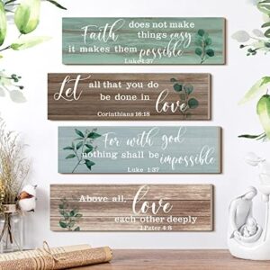 Yulejo 4 Pieces Bible Verses Wall Decor Psalms Scripture Wooden Christian Sign Rustic Wall Art Prayer Decorations for Home (Retro) - Image 2