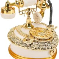 Big Vintage Telephone Jewelry Box 7x8" with Drawer - Heart Shaped Trinket Music Boxes with Retro Dial, Victorian Storage, Cute Antique Gifts for Women, Unique Style Home Decoration, Shelf Decor