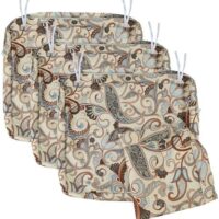 NettyPro Patio Chair Seat Cushion Covers Set 4, Waterproof Outdoor Furniture Cushion Slipcovers with Zipper and Tie, 21 x 19 x 3 Inch, Replacement Cover Only, Vintage