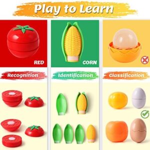 iPlay, iLearn Kids Kitchen Toy Accessories, Toddler Cooking Playset, Pretend Pots Pans Set, Girls Cookware Appliance, Child Cutting Food Utensils, Valentine's Easter Gift for 3 4 5 Years Old Boys-Gray - Image 3