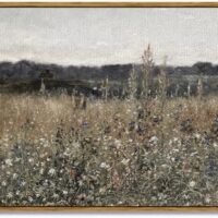 InSimSea Framed Canvas Wall Art, Landscape Art, Meadow with Flowers, Modern Farmhouse Decor, Cottagecore Bedroom Bathroom Office Decor, 24"x36"