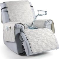 TAOCOCO Waterproof Recliner Chair Covers 30 Inch Wide, Oversized Recliner Covers for Recliner Chair with Pocket, Recliner Slipcovers with Straps Furniture Protector for Kids Pets (30'', Off White)