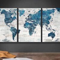 Elixart Wall Art for Living Room Office Wall Decor Pictures for Bedroom World Map Art Large Kitchen Decor 48"X24" Motivational Painting for Dining Room Wall Decorations