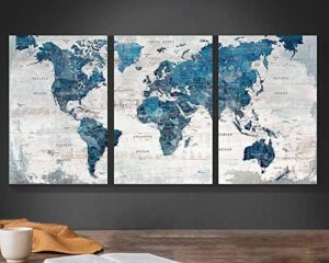 Elixart Wall Art for Living Room Office Wall Decor Pictures for Bedroom World Map Art Large Kitchen Decor 48"X24" Motivational Painting for Dining Room Wall Decorations