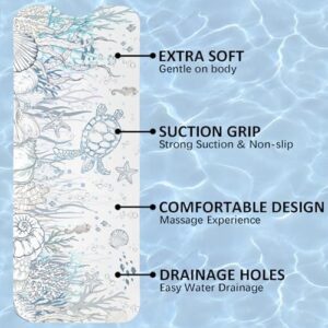 Sea Turtle Seaweed Starfish Cute Shell Bathtub Mat Non Slip Shower Mat Extra Long Anti Slip Bath Mats for Tub with Suction Cups and Drain Holes - Image 5