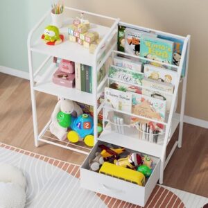 BBLIKE Kids Bookshelf and Toy Storage Organizer - 4 Tier Book Shelf with Movable Toy Box for Kids Rooms, Ideal Bookcase and Toy Organizer for Playroom, Bedroom, Nursery(PVC) - Image 7