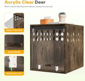 Dog Crate Furniture, SAUCE ZHAN Dog Kennel with Cushion for Small/Medium Dogs, End Side Table Wooden Crate for Pets Indoor, Brown - Image 3