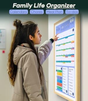 Cozyla 32 Inch Digital Calendar Wall Touch Screen Syncs All Android Tablet Apps To Do List Notepad Electronic Wall Smart Calendar for Family Chore Chart for Kids Adults Meal Planner Wall Mount Woody - Image 4
