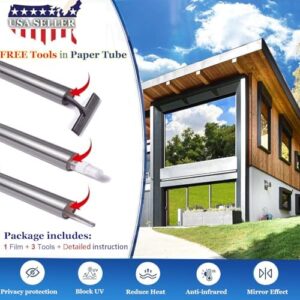 Window Privacy Film See Out Not in, One Way Privacy Window Film, Removable Window Tint for Home, Reflective Static Cling Window Film Heat Blocking, Natural Silver, 35.4 X 393.7 inch - Image 5