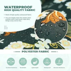 Wicker Chair Cushions, Waterproof Outdoor Loveseat Cushions for Patio Furniture, 3 Pieces Wicker Furniture Cushions, 1 Loveseat and 2 U-Shaped Cushions, Green Floral - Image 4