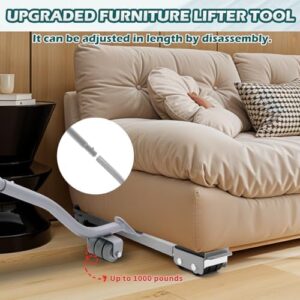 Appliance Rollers with Upgraded Furniture Lifter Tools, Extendable Appliance Heavy Duty Furniture Mover with Wheels Stand Sliders Washers Dryers Moving Base Kitchen Refrigerators Sofa Countertop Grey - Image 5