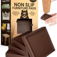 CasterMaster Non-Slip Furniture Pads Square Rubber Anti-Skid Caster Cups, Leg Coasters - Anti-Sliding Floor Protectors for Furniture (Brown, 2'' x 2'' - 4 Pack)
