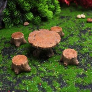 5 Pcs Fairy Garden Accessories Outdoor Miniature Table and Chairs Set Mini Resin Furniture Ornaments Kit Micro Landscape Decor for DIY Craft Gift Dollhouse Succulents Home Decoration - Image 3