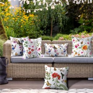 NIGHTWISH Outdoor Waterproof Pillow Covers 18x18 Set of 4 Spring Summer Decorative Floral Throw Pillow Covers Farmhouse Sofa Couch Cushion Cases for Patio Furniture Garden Decor - Image 2