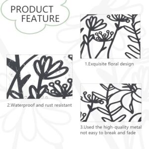 OYEFLY 3 Pcs Metal Flower Wall Art, Farmhouse Wall Decor (Black) - Image 2