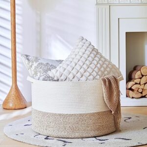 Extra Large Cotton Rope Basket 22" x 14" - Toy Basket for Kids -Blanket Basket for Living Room - Woven Baskets for Storage - Image 8