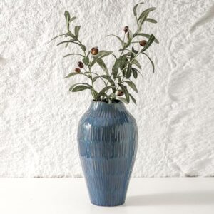 Blue Ceramic Vase for Home Decor - 11.6 Inch, Pampas Grass Vase with Modern Art Texture for Living Room, Dining Table, Farmhouse, Office Decor - Image 9