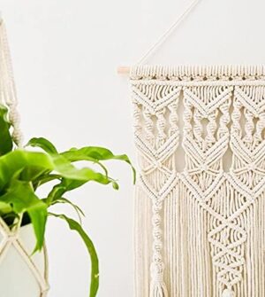 Mkono 2 Pcs Macrame Woven Wall Hanging Boho Chic Geometric Art Decor - Beautiful Bedroom Nursery Apartment Home Decoration, Gift for Girls Adults Birthday Christmas, 32" L x 16.5" W - Image 4