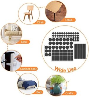 Felt Furniture Pads 300 Pieces, Furniture Pads for Hardwood Floors, Felt Pads for Chair Legs Furniture, Floor Protectors for Furniture Black - Image 4