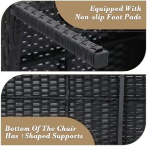 Athena Collection Outdoor Patio Furniture Set of 4, Rattan Outdoor Table and Chairs Sofa Set, Wicker Law Patio Conversation Furniture for Balcony, Front Porch, Bistro, Backyard, Black Blue - Image 9