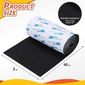 Felt Furniture Pads, Non Slip Self Adhesive Cuttable Felt Tape Black Heavy Duty Felt Strip Roll for Protecting Hardwood Floors Chair Wall Protector (40 x 5 x 0.12 Inch) - Image 2