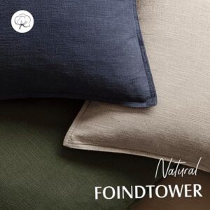 Foindtower Set of 2, Decorative Linen Soild Throw Pillow Covers Soft Accent Cushion Euro Case Boho Farmhouse Pillowcase for Chair Couch Sofa Bedroom Living Room Home Decor 24 x 24 Inch Natural Linen - Image 4