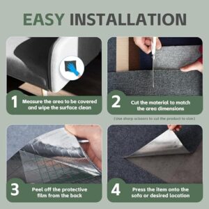 78.7"x15.8" Cat Scratch Mat, Self-Adhesive Carpet Protector for Furniture, Walls & Cat Towers, Trimmable DIY Climbing Scratcher, Replacement Pads for Indoor Cats (Dark Grey) - Image 3