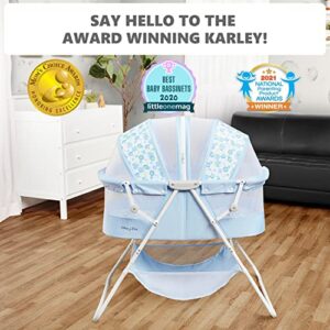 Dream On Me Karley Bassinet in Light Blue, Lightweight Portable Baby Bassinet, Quick Fold and Easy to Carry, Adjustable Double Canopy, Indoor and Outdoor Bassinet with Large Storage Basket. - Image 3