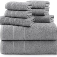 Casa Platino Large Bath Towels Set- 2 Bath Towels(30x 60), 2 Hand Towels & 4 Washcloths - Complete Bathrom Towels Set, Mercerized Soft Cotton Towel Set for Bathroom, Absorbent Towel Set- Grey
