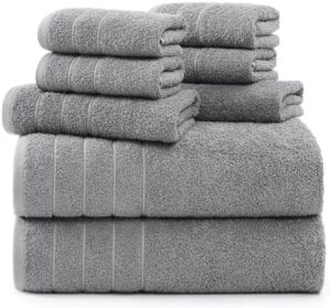 Casa Platino Large Bath Towels Set- 2 Bath Towels(30x 60), 2 Hand Towels & 4 Washcloths - Complete Bathrom Towels Set, Mercerized Soft Cotton Towel Set for Bathroom, Absorbent Towel Set- Grey