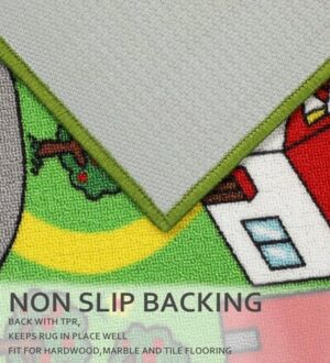 Kids Rug 3'3" x 5'2" City Life Playmat Area Rug Car City Map Washable Traffic Road Educational Learning Nursery Rug Carpet for Children Playroom Living Room Bedroom Classroom Decor Green - Image 2