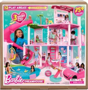 Barbie DreamHouse, Doll House Playset with 75+ Pieces Including Toy Furniture & 3-Story Pool Slide, Pet Elevator & Puppy Play Areas - Image 8
