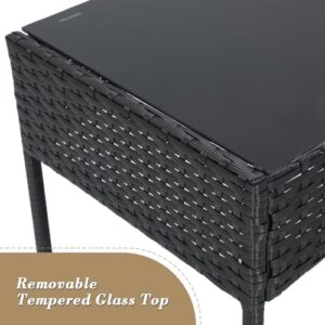 Athena Collection Outdoor Patio Furniture Set of 4, Rattan Outdoor Table and Chairs Sofa Set, Wicker Law Patio Conversation Furniture for Balcony, Front Porch, Bistro, Backyard, Black Blue - Image 10