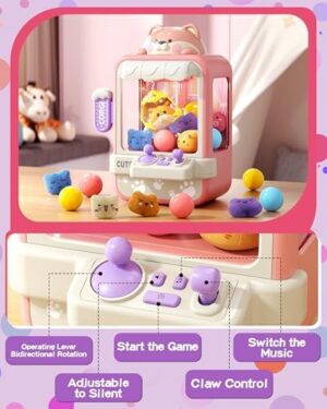 Claw Machine for Kids, Mini Vending Machine with Music, Prize Dispenser Toys for Girls and Boys, Electronic Claw Game Machine for Party Birthdays, Includes 35 Mini Toys (Small) - Image 3